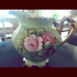 Vintage Lefton hand painted water pitcher 7”